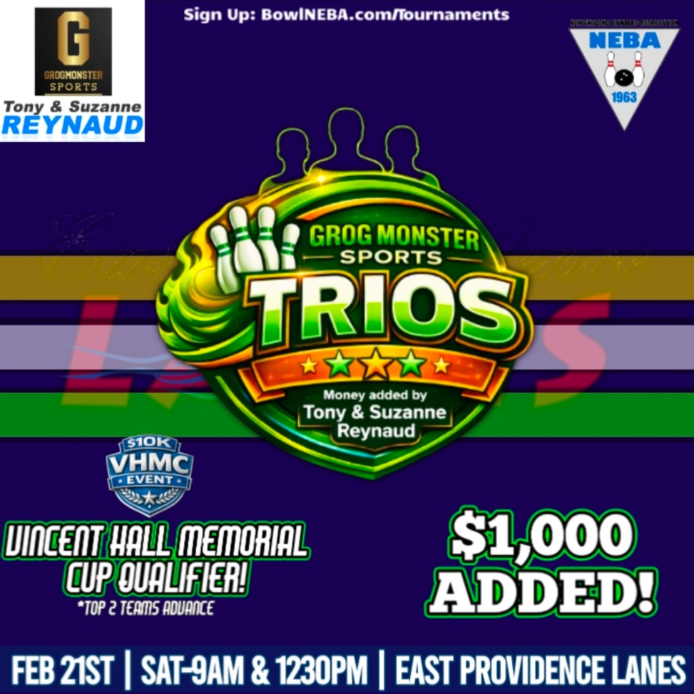 Grog Monster Sports Trios Event presented by Tony & Sue Reynaud - $1,000 added to the prize fund by Tony & Suzanne Reynaud