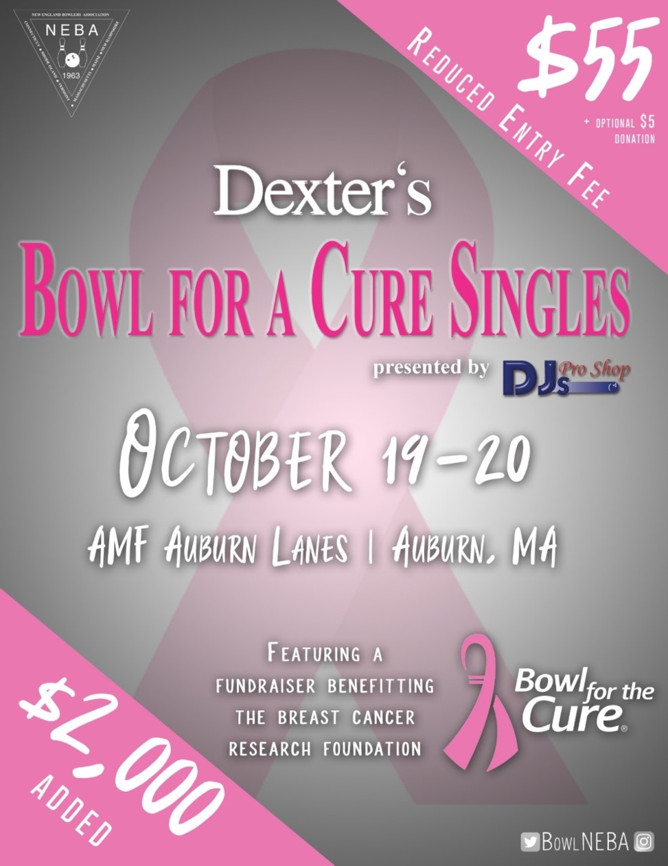 Flyer Dexter $55 Bowl for the Cure sponsored by DJ's Pro Shop